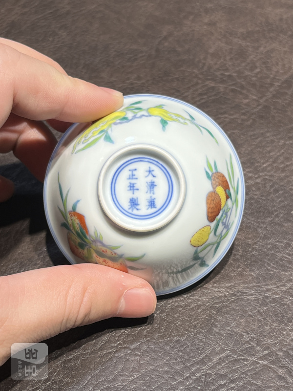 清雍正 斗彩三多纹酒圆 - 图4